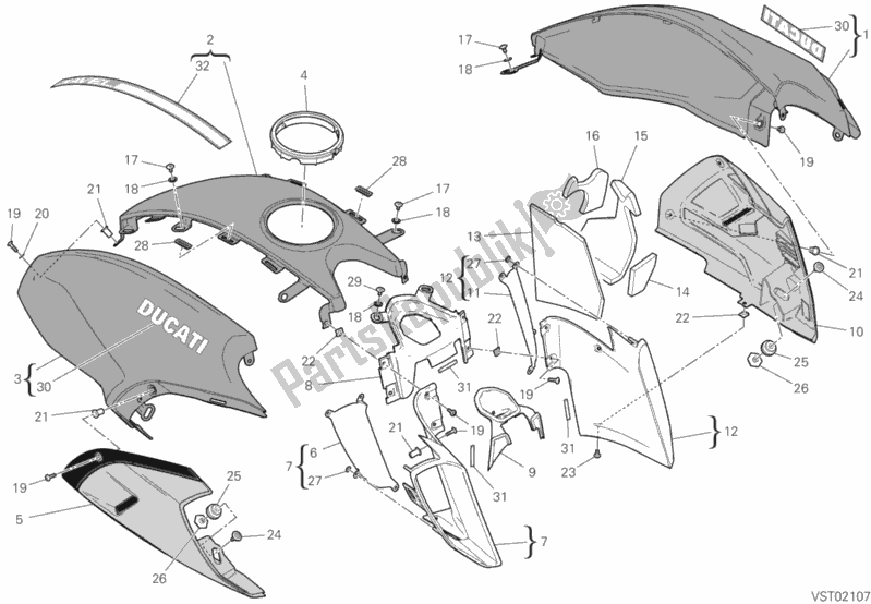 All parts for the 36b - Fairing of the Ducati Diavel 1260 S Thailand 2020